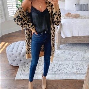 BP Leopard Print Open front Sweater